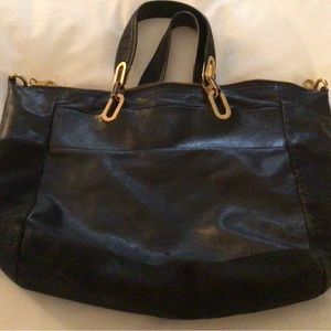 Marc by Marc Jacobs Black Leather And Suede Tote With Gold Hardware